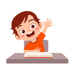 little kid raise hand to answer the question
