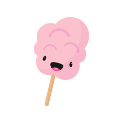Pink Cotton Candy. Vector illustration in cartoon style. White background.	