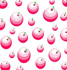 white background with pink cakes