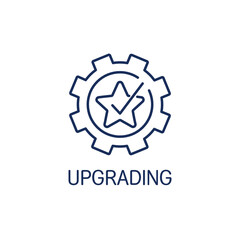 upgrading of technical capabilities. Vector linear icon isolated on white background.