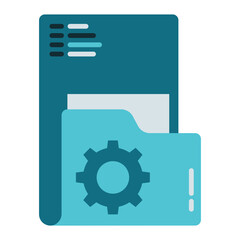 folder and gear icons on transparent background