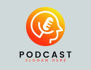 Detailed podcast logo template Free Vector

