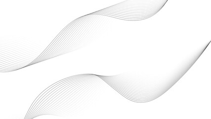 Two abstract black smooth waves on a white background. Dynamic sound waves. Design graphic element. Vector illustration.