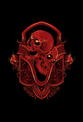 Skull with ornament artwork illustration