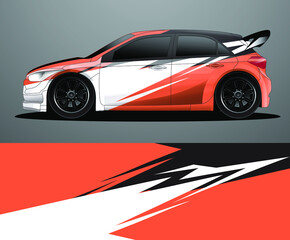 Fototapeta premium Rally car decal graphic wrap vector, abstract background