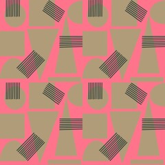 Geometrics forms isolated on pink background seamless pattern.