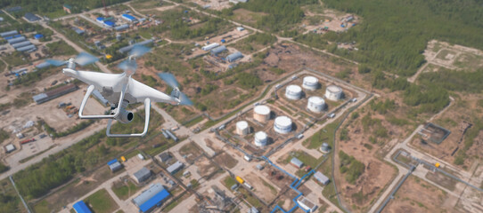Banner Industrial application of Drone. Industry control and inspection survey of building...