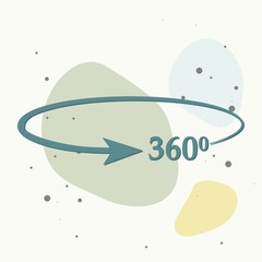 Obraz premium Vector image turn sign 360 degrees on multicolored background.