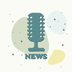 Microphone news vector icon on multicolored background.