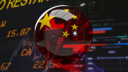 The red Chinese crystal ball on business background for business concept 3d rendering.