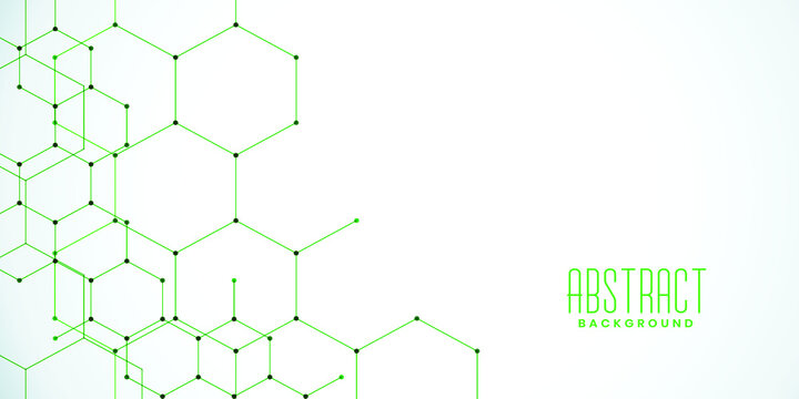 Green Hexagon Line And White Background