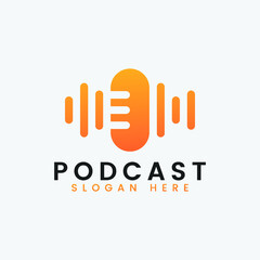 Detailed podcast logo template Free Vector