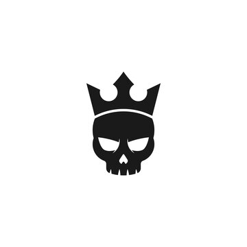 Dead king skull and crown creative logo design template