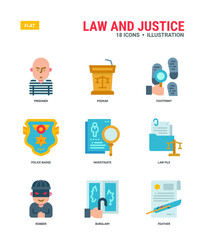 Law And Justice Vector icons for web design, books, magazines, posters, ads, apps, etc.