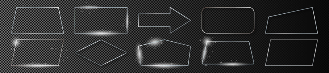 Silver glowing different geometric shape frame