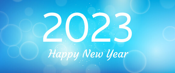 Naklejka na ściany i meble Happy new year 2023 incription on blurred background