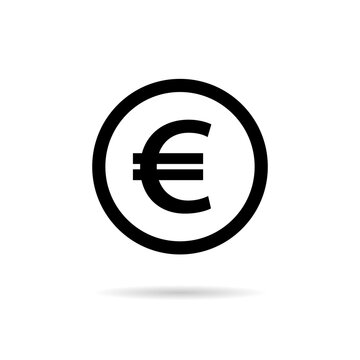 Euro icon. Symbol of money currency. Financial sign isolated on white background. Black coin logo for price, save and exchange. Vector