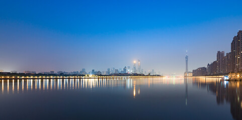 Fototapeta na wymiar At midnight blues, Guangzhou city skyline