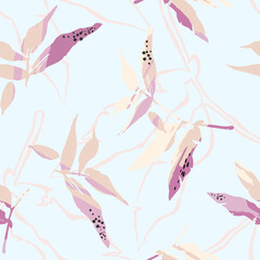 Abstract seamless pattern with leaves. Vector background for various surfaces.