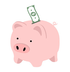 piggy bank with dollars Savings Concept
