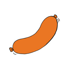 Oktoberfest 2022 - Beer Festival. Hand-drawn Doodle bavarian sausage on a white background. German Traditional holiday.