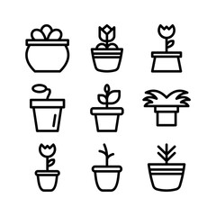 Flower pot icon or logo isolated sign symbol vector illustration - high quality black style vector icons
