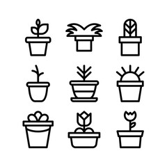 Flower pot icon or logo isolated sign symbol vector illustration - high quality black style vector icons
