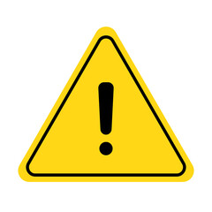 Caution alert exclamation sign. Warning, danger exclamation mark yellow triangle hazard sign. Vector illustration.