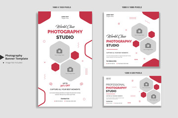Photography studio social media and web banner template