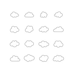Set of cloud icons. Collection of design elements. Vector illustration.	