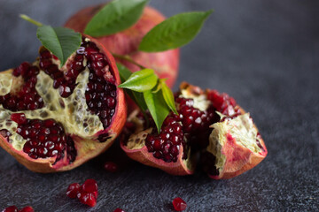 pomegranate on wooden background