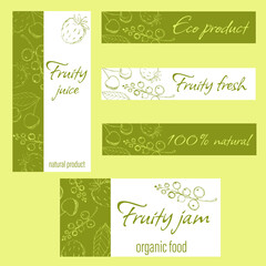 Set of templates for labels, stickers, tags, cards. Sweet fruits.