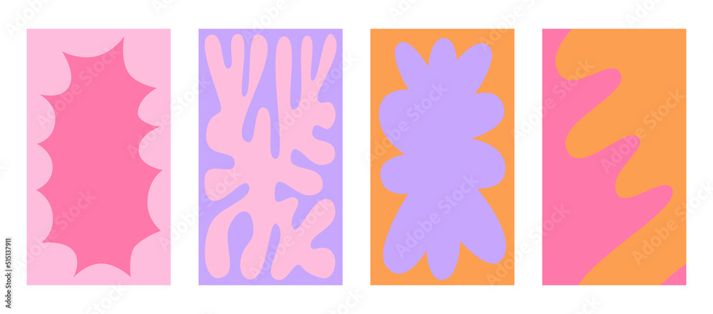 Poster Vector backgrounds in groovy psychedelic style - abstract backdrops and design templates