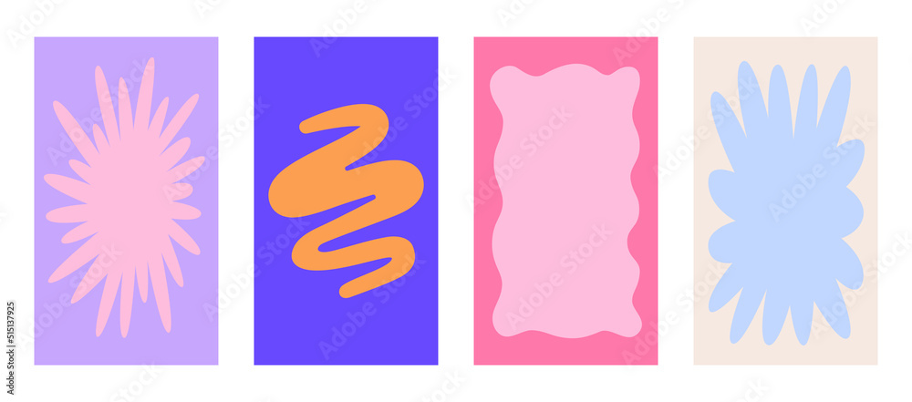 Poster Vector backgrounds in groovy psychedelic style - abstract backdrops and design templates