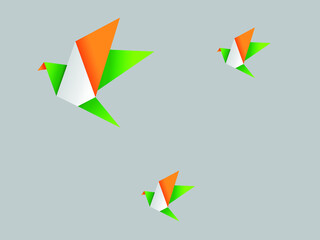 Birds colored with tricolor Indian flag decorative elements for poster and art