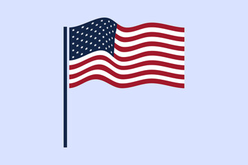 US flag on isolated background. American us flag on the flagpole.