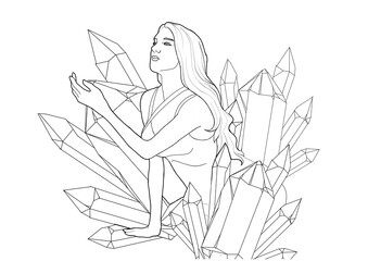 High Priestess Line Drawing Hand Drawn 10