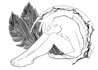 High Priestess Line Drawing Hand Drawn 8