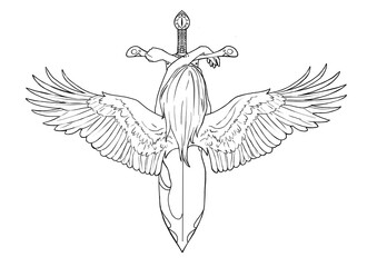 High Priestess Line Drawing Hand Drawn 6