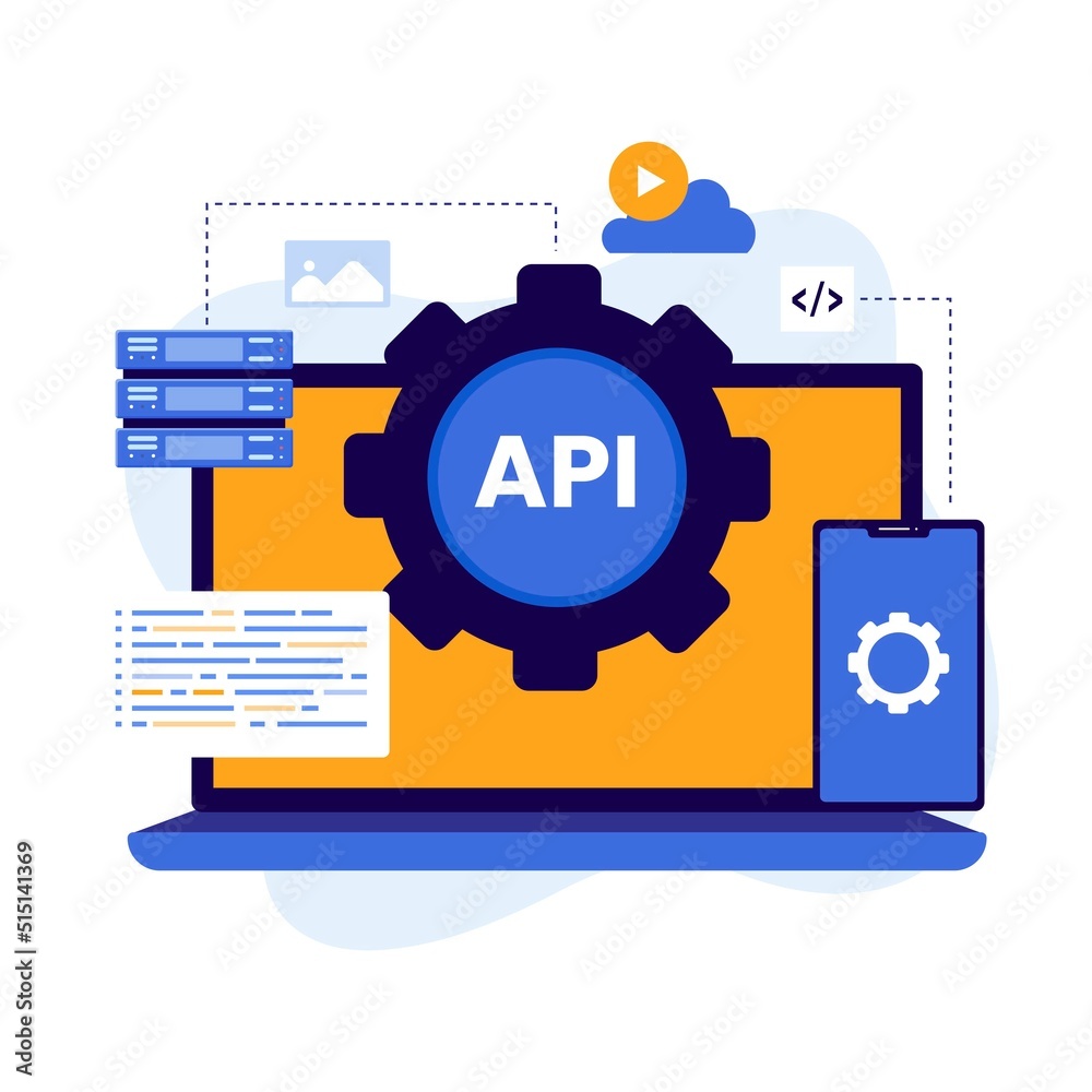 Wall mural application programming interface illustration concept. illustration for websites, landing pages, mo