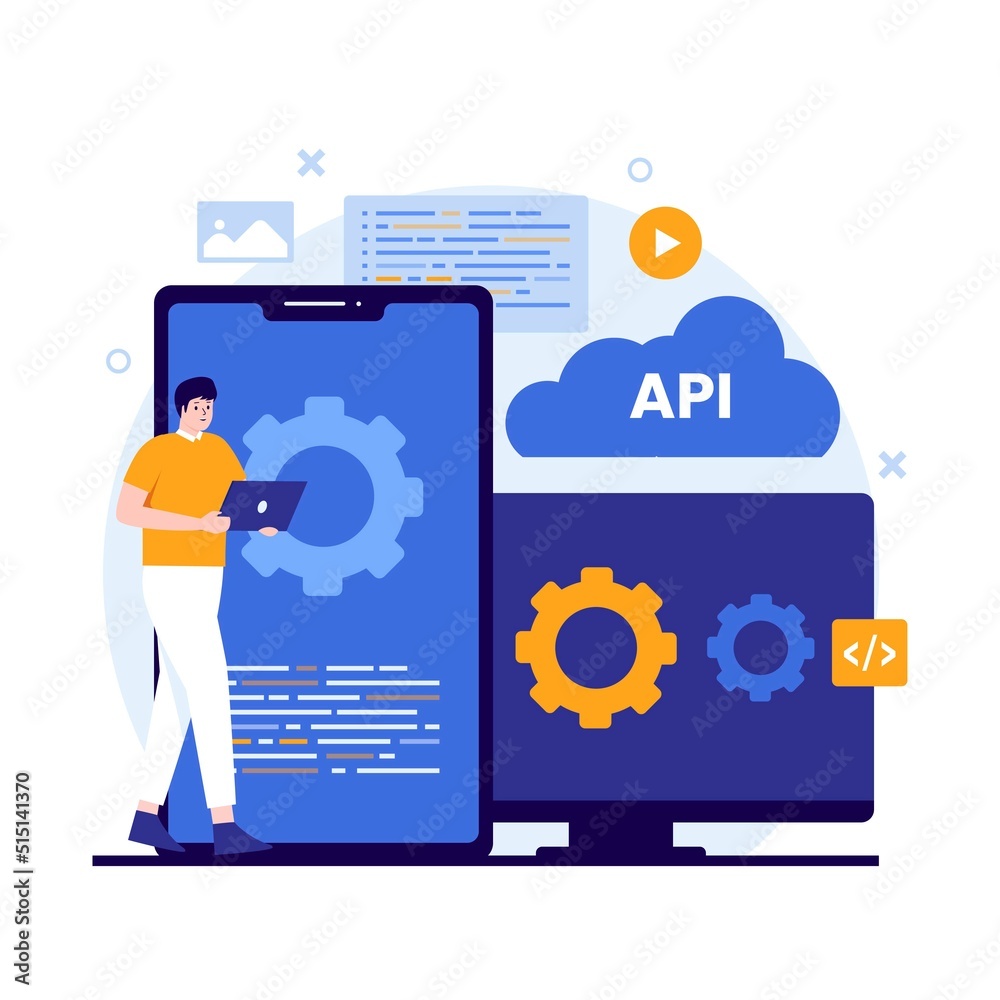 Wall mural flat design of application programming interface concept. illustration for websites, landing pages, 