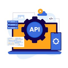 Application programming interface illustration concept. Illustration for websites, landing pages, mobile applications, posters and banners. Trendy flat vector illustration