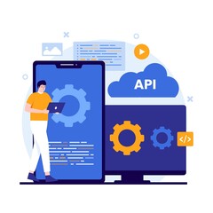 Flat design of application programming interface concept. Illustration for websites, landing pages, mobile applications, posters and banners. Trendy flat vector illustration