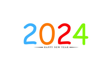 Happy new year 2024. Typography logo 2024 vision, 2024 New Year banner