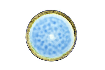 Ceramic textured plate isolated on a white background,Top view