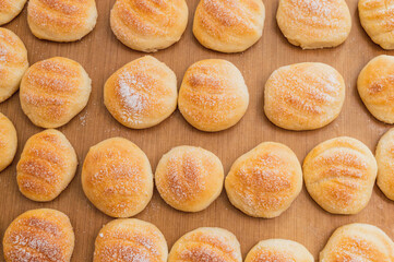 freshly baked homemade cookies on a baking sheet