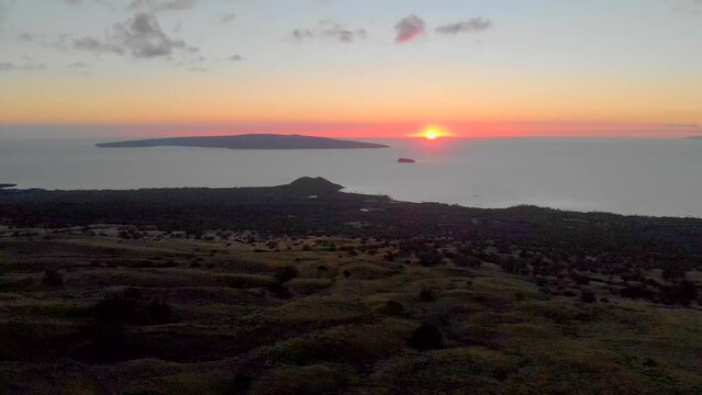 Maui, on Highway 31 leaving leaving Hana. Sunset looking towards Kaho'olawe island.