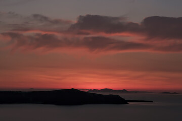 Amazing golden sunset at Santorini in Greece