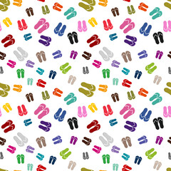 Seamless background pattern with colorful flip flops