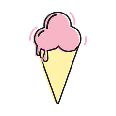 Melting ice cream isolated on a white background. The vector contours icon. illustration for t-shirt design.